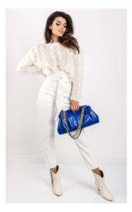 Sweter Twin Set Z Ozdobnym Splotem Kremowy