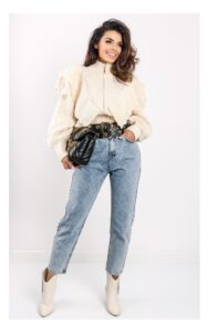 Sweter Twin Set Z Falbanami Kremowy