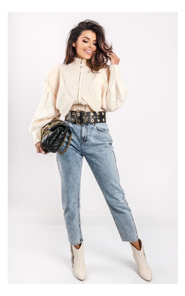 Jeansy Twin Set Actitude Mom Fit Niebieskie