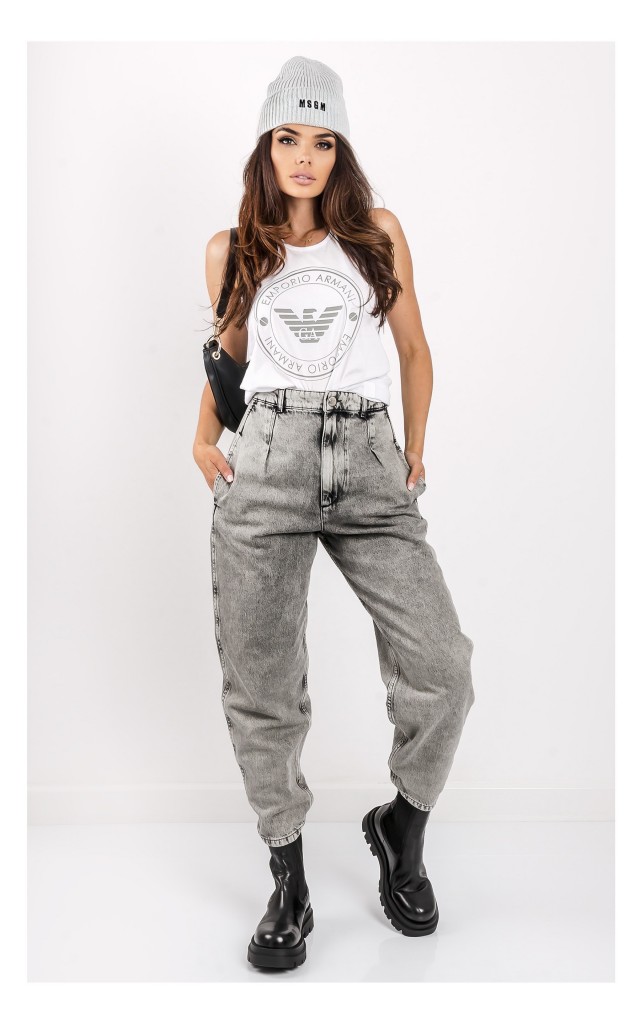 Jeansy Twin Set Typu Slouchy Szare