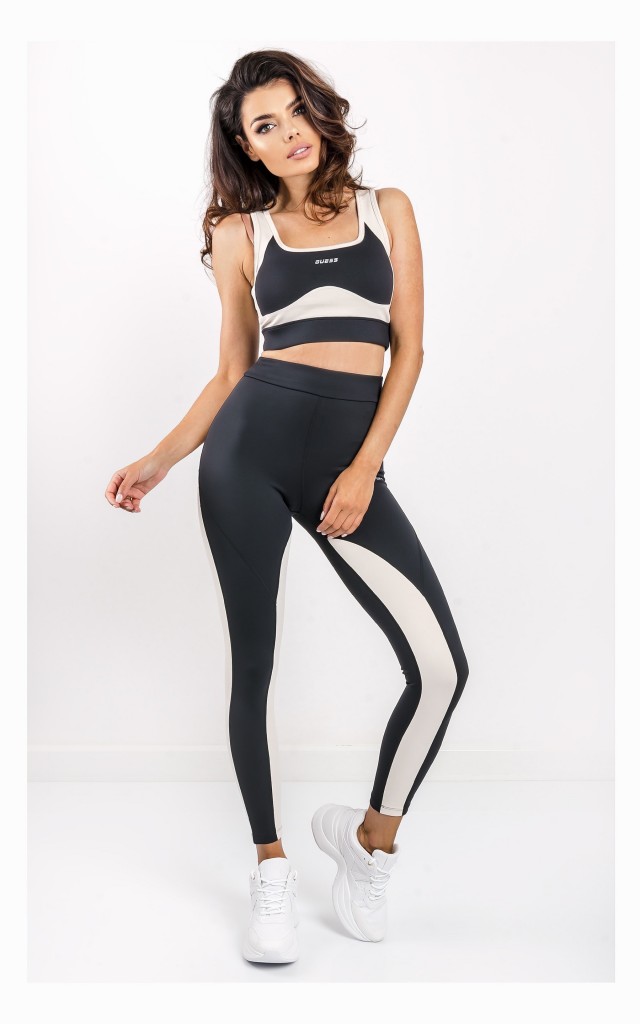 Legginsy Guess Sportowe Czarno-Kremowe
