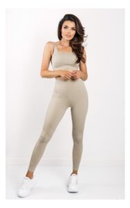Legginsy Guess Sportowe Ciemny Beż