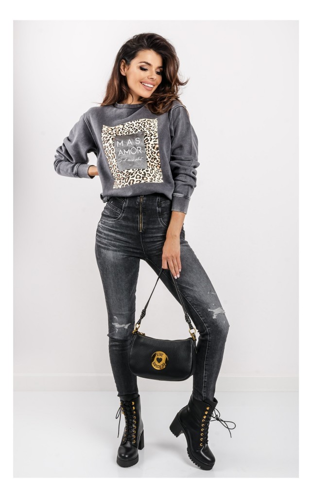 Bluza Guess W Zwierzęcy Print Szara