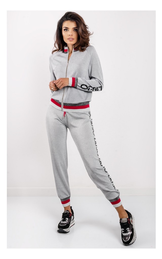 Bluza Liu Jo Rozpinana Metaliczna Szara