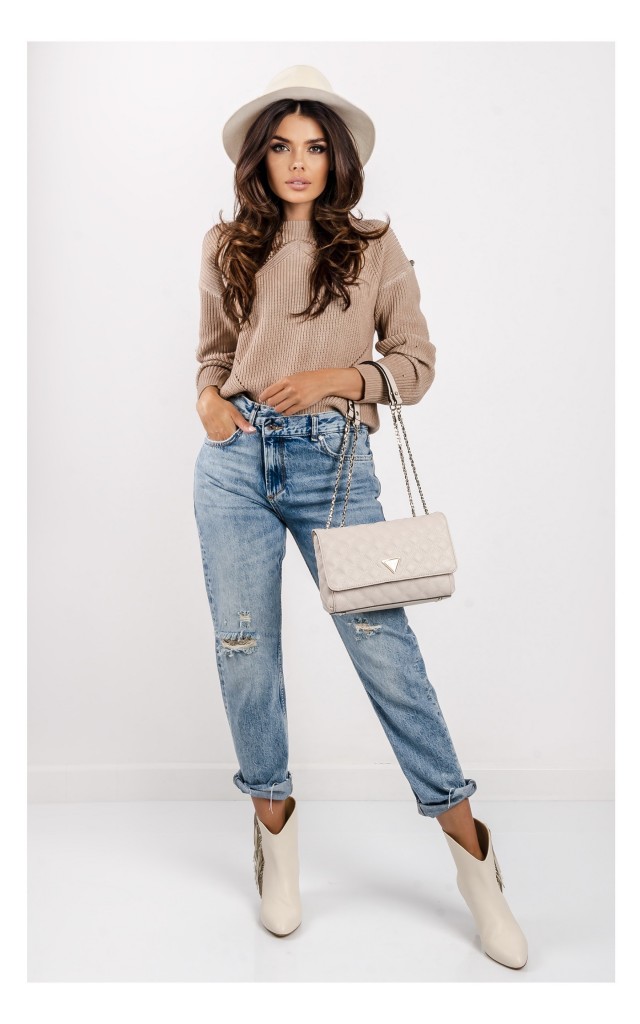 Sweter Guess Zdobiony Guzikami Beżowy