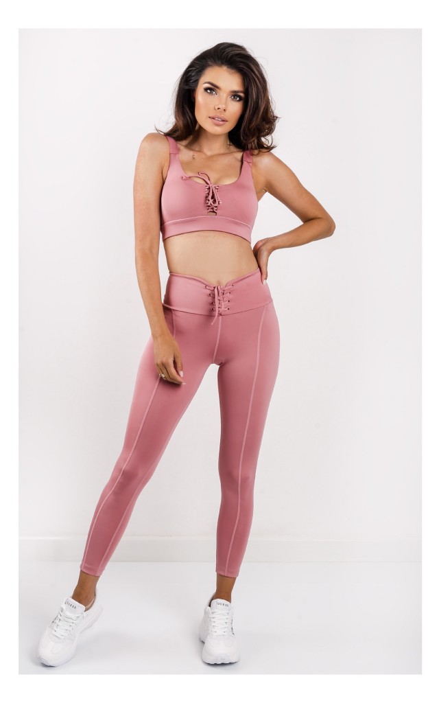 Legginsy Guess Ze Sznurowanie Brudny Róż