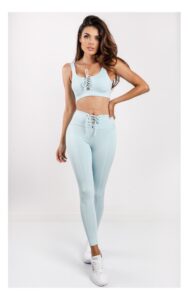 Legginsy Guess Ze Sznurowaniem Błękitne