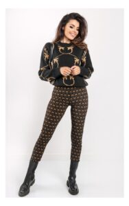 Legginsy Pinko Geloso W Monogram Czarne