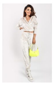 Bluza Pinko Swing Welurowa Kremowa