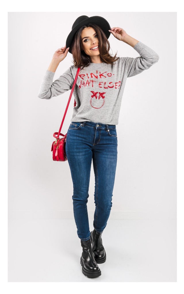 Sweter Pinko Scuderia Logo Szary