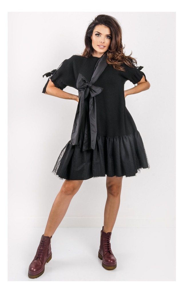 Sukienka Red Valentino Z Falbaną Czarna