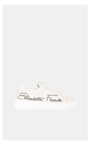 Sneakersy Elisabetta Franchi Skórzane Ecru