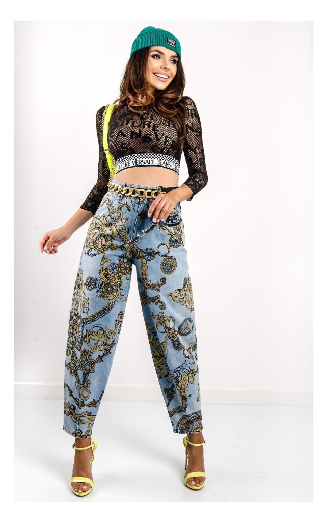 Jeansy Versace Slouchy W Print
