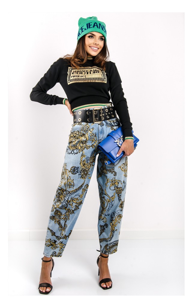 Sweter Versace Krótki Logowany Czarny