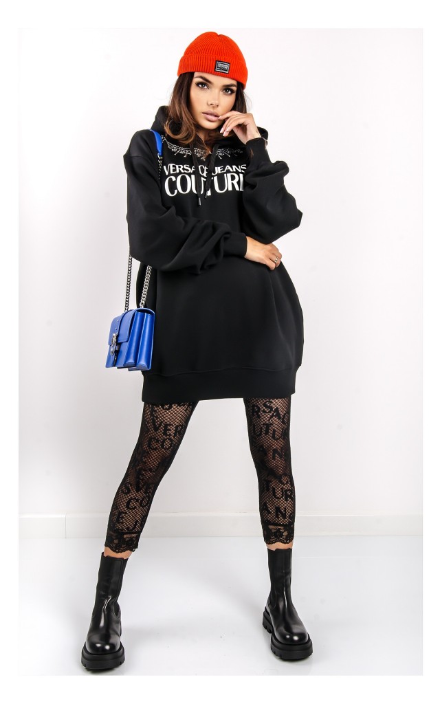 Bluza Versace Oversize Z Krzyształkami Czarna