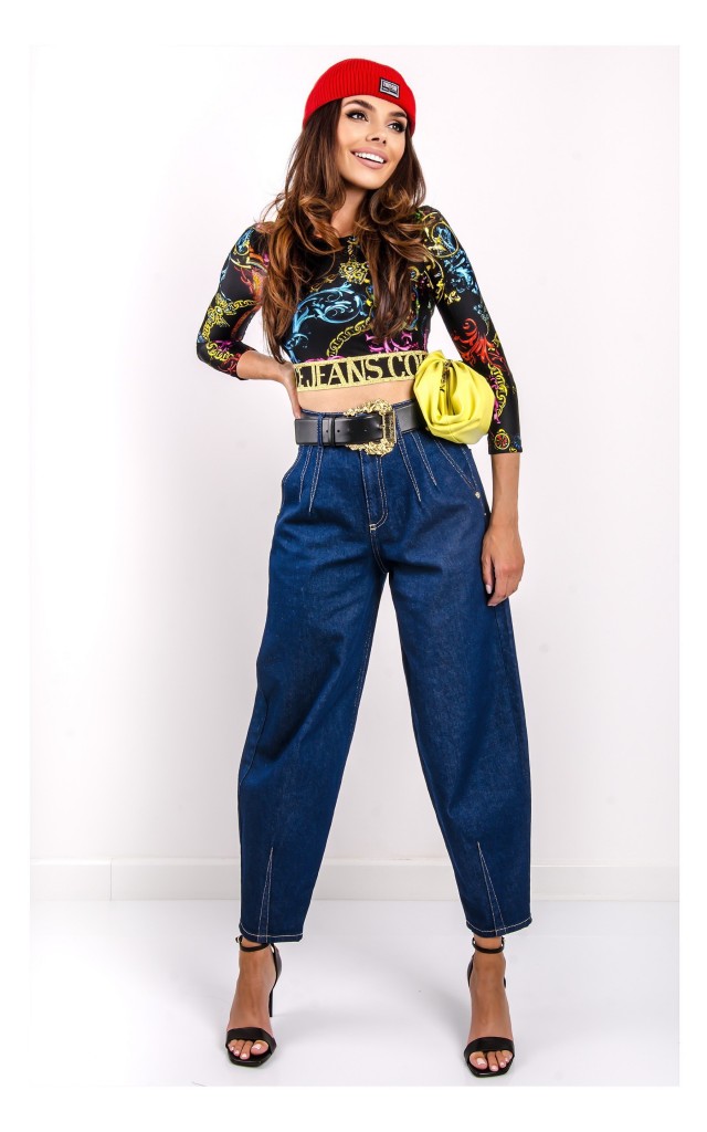 Crop Top Versace W Barokowy Kolorowy Print