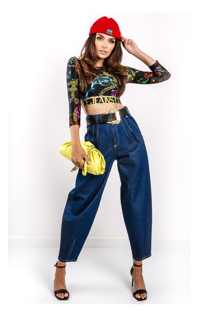Jeansy Versace Slouchy Granatowe