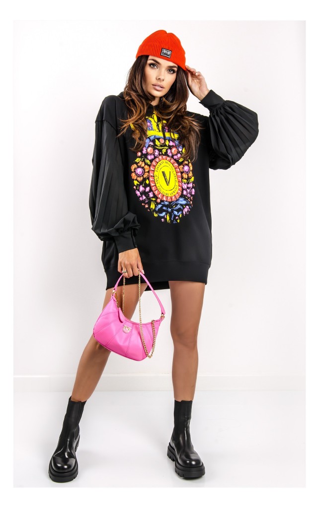 Bluza Versace Z Plisowanymi Rękawami Czarna