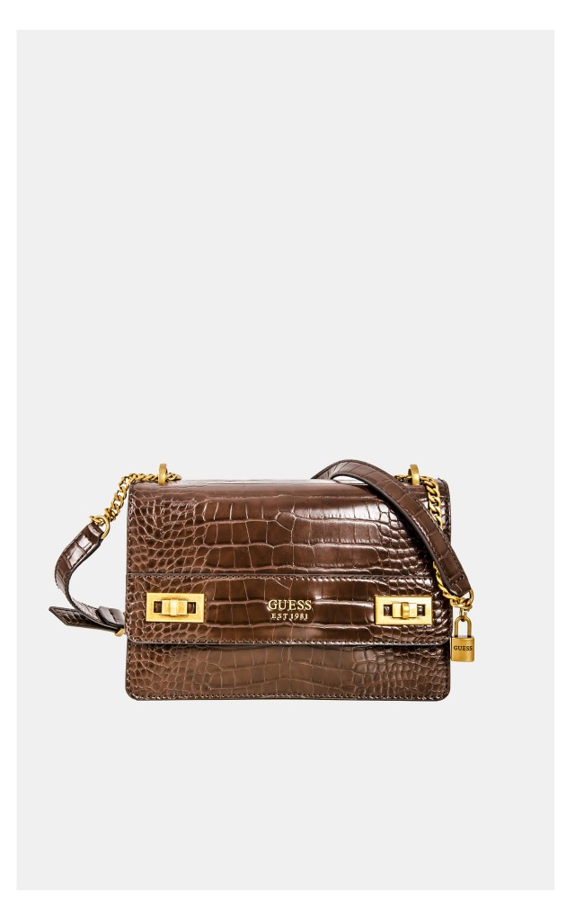 Torebka Guess Crossbody Croco Brązowa