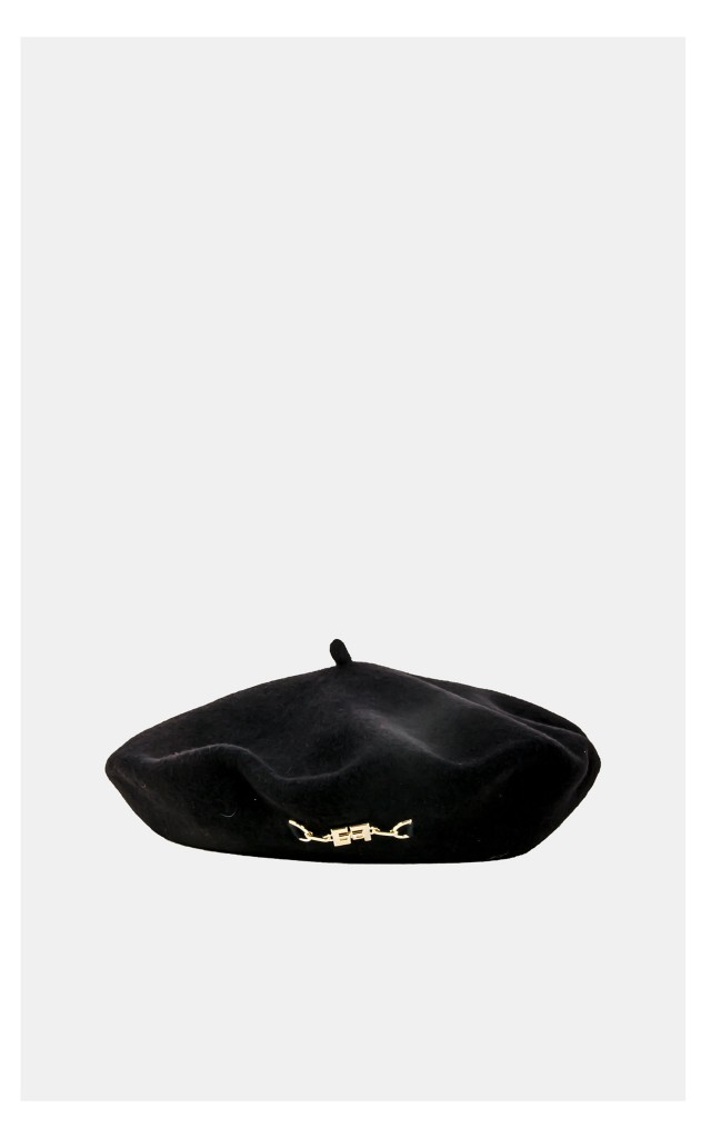 Beret Elisabetta Franchi Z Logo Czarny