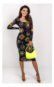 Sukienka Versace Dopasowana Czarna W Print
