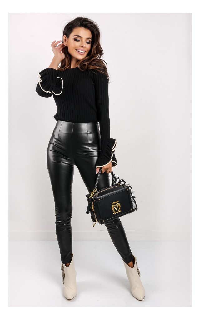 Sweter Twin Set Prążkowany Czarny