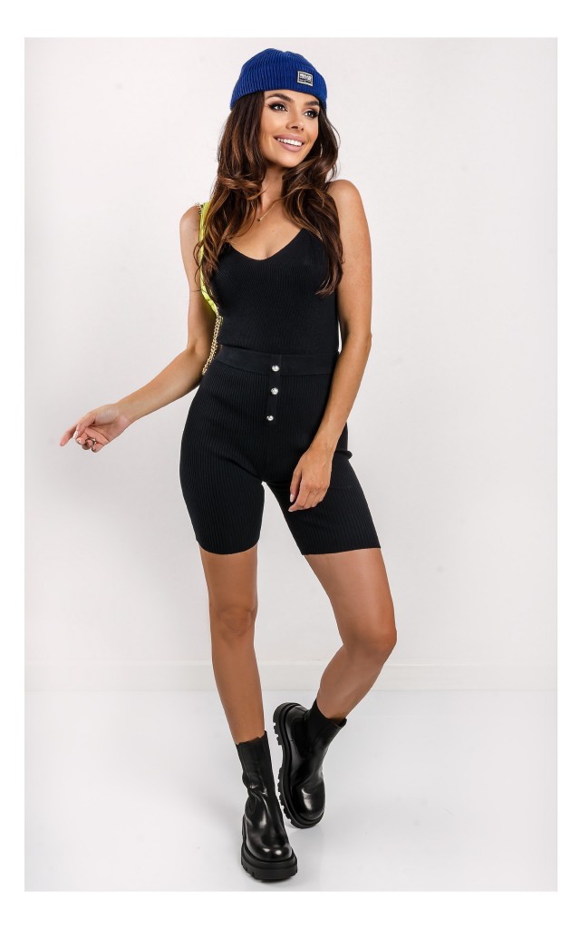Top Twin Set Prążkowany Czarny