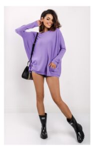 Sweter Kontatto Oversize Z Kieszeniami Fioletowy