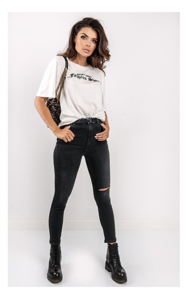 T-shirt Pinko Amasia Logowany Biały
