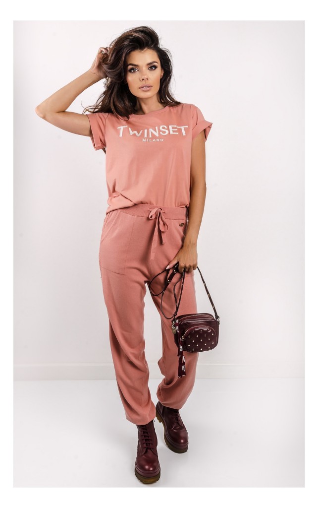 T-shirt Twin Set Logowany Róż
