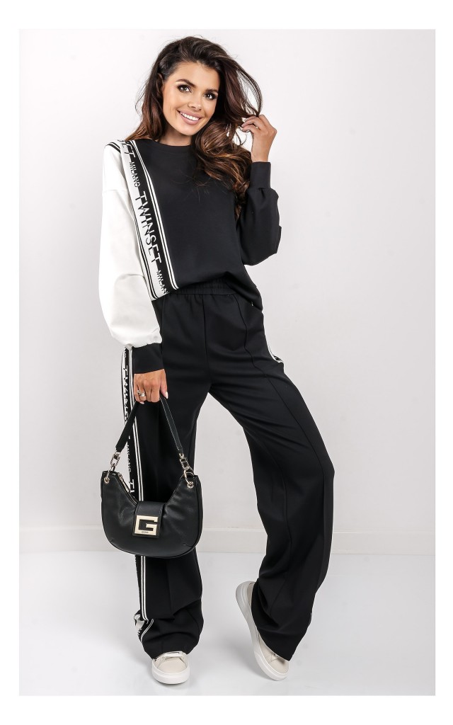 Bluza Twin Set Logowana Czarno-Biała
