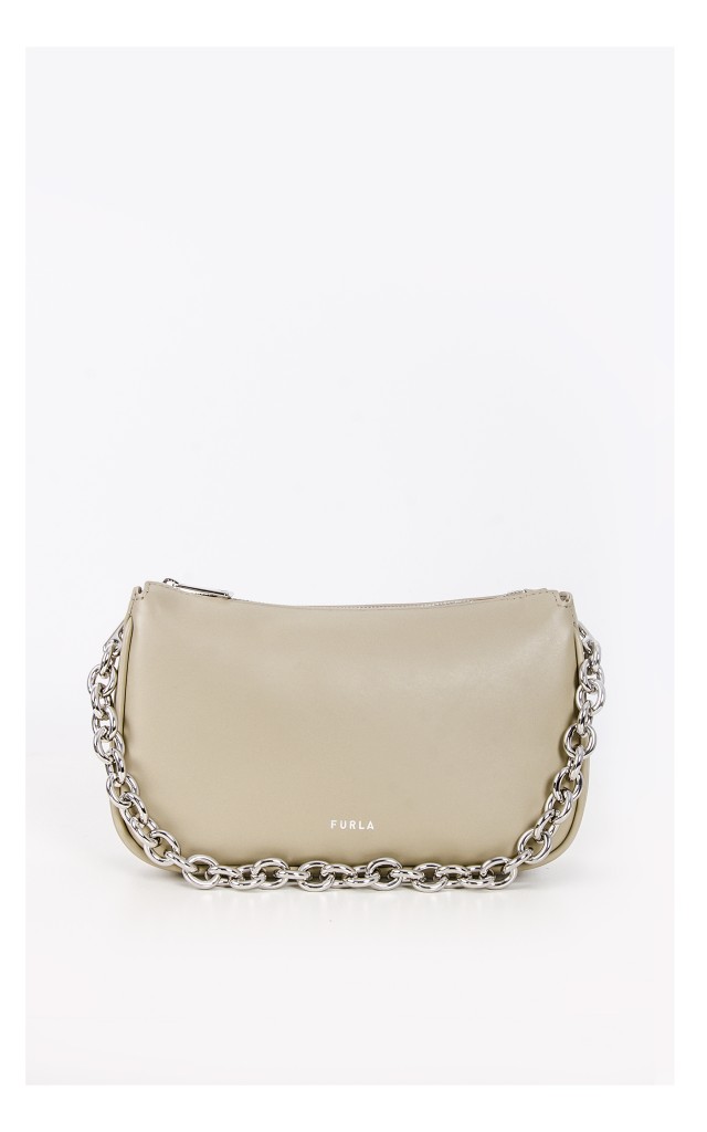 Torebka Furla Moon Z Łańcuszkiem Beżowo Zielona