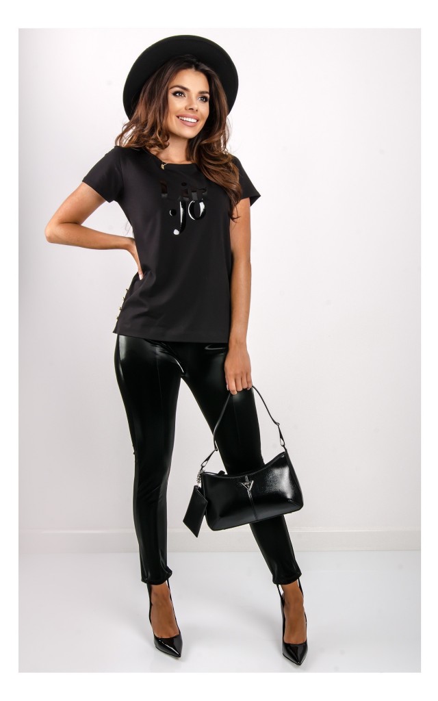 T-shirt Liu Jo Z Guzikami Czarny