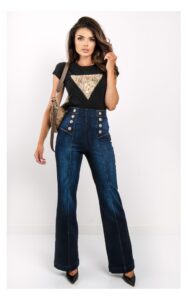 Jeansy Guess Dzwony Granatowe