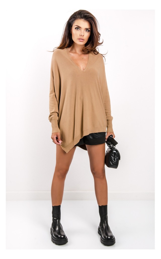 Sweter Kontatto Asymetryczny Camel