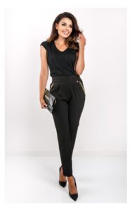T-shirt Elisabetta Franchi Dekolt W Serek Czarny