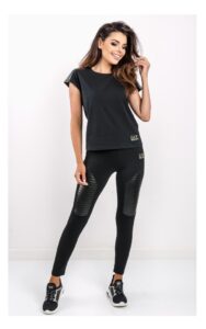 Legginsy EA7 Pikowane Skórzane Elementy