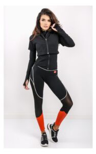 Legginsy EA7 Sportowe Czarno-Pomarańczowe