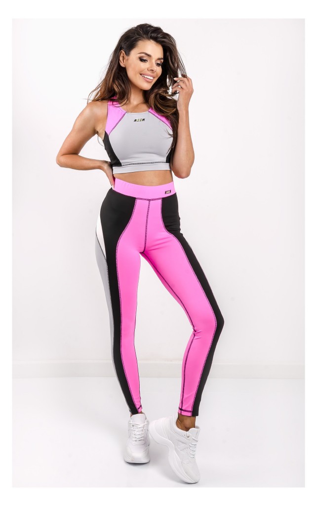 Legginsy MSGM Sportowe Różowo-Szare
