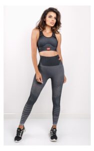 Legginsy EA7 Sportowe Logo Czarno-Szare