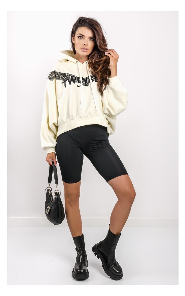 Bluza Twin Set Z Koronką Kremowa