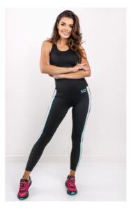 Legginsy EA7 Sportowe Lampasy Czarne