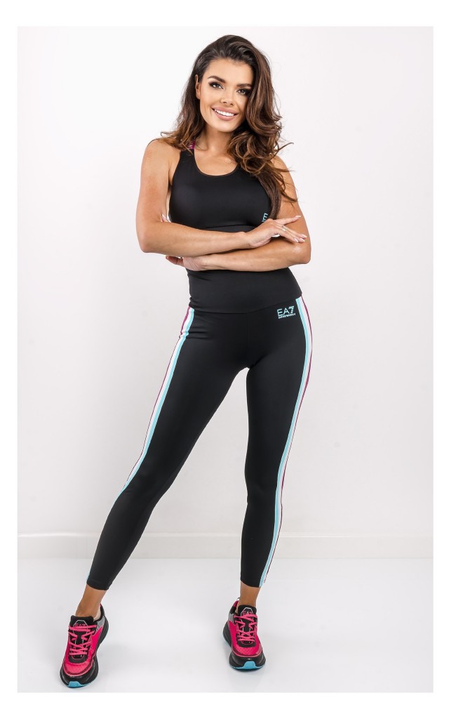 Legginsy EA7 Sportowe Lampasy Czarne