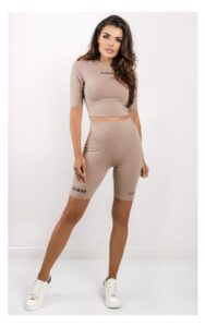 Crop Top Guess Logowany Beżowy