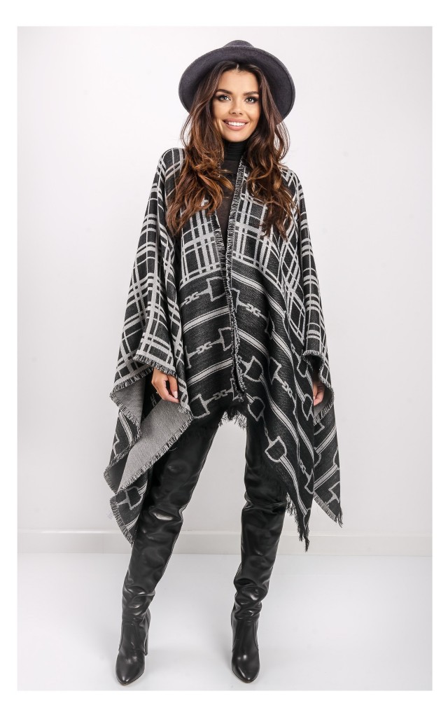 Poncho Elisabetta Franchi Czarno-Szare