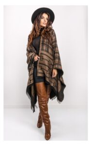 Poncho Elisabetta Franchi Brązowo-Czarne