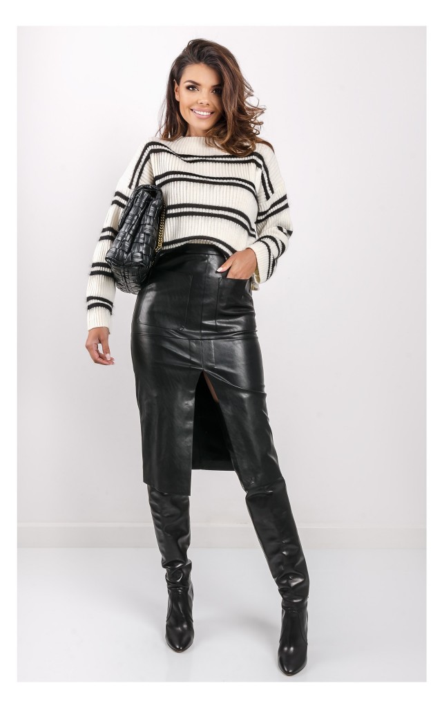 Sweter Pinko Barbera Kremowy W Paski