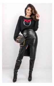 Sweter Pinko Collio Haftowane Logo Czarny