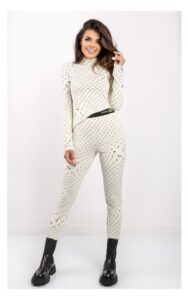 Legginsy Twin Set Logomania Kremowo-Czarne
