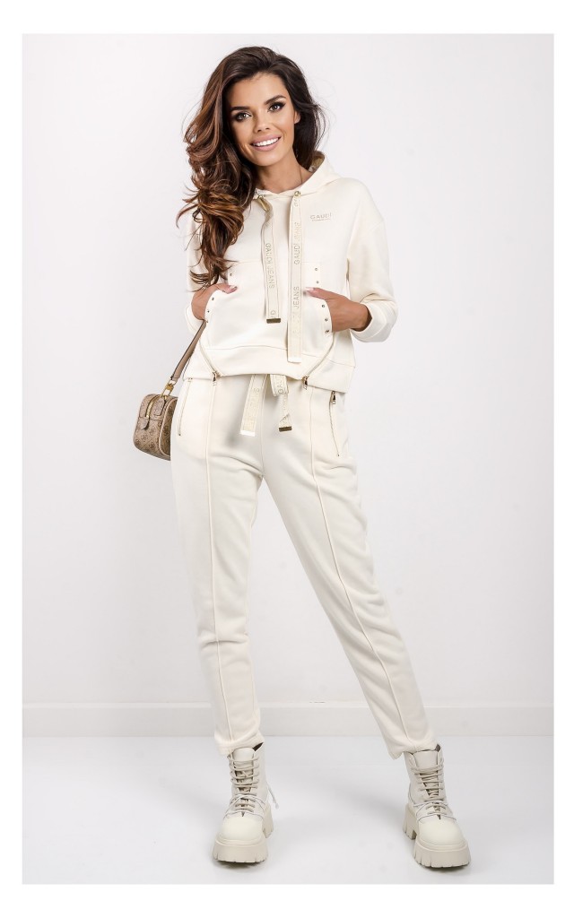 Bluza Gaudi Z Kapturem Logo Kremowa